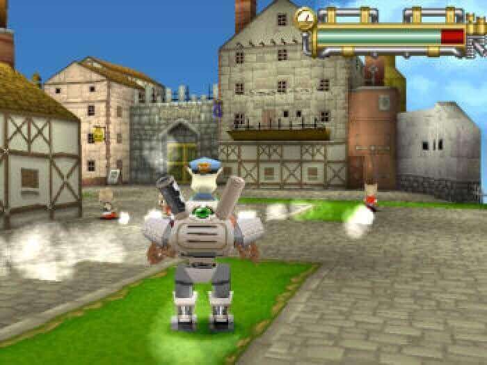 Capture d'écran dans la première ville du jeu, sur la place centrale